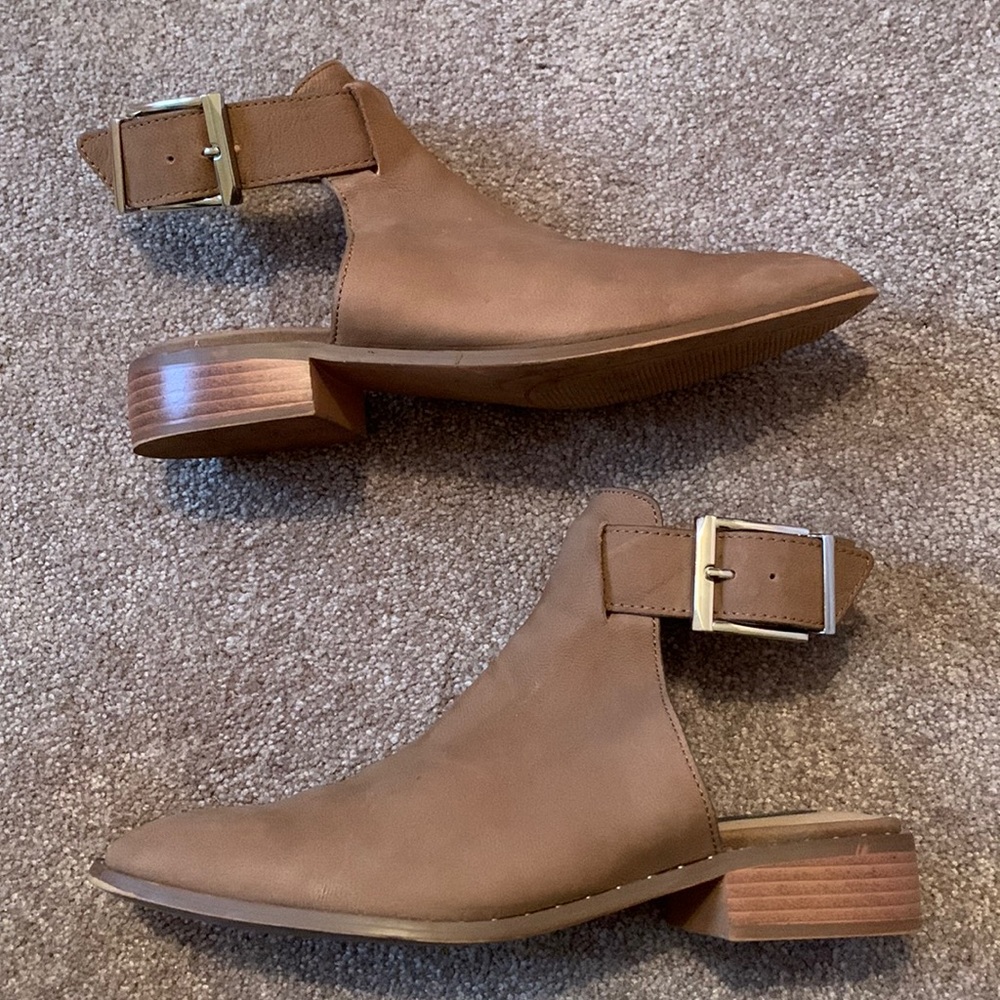 Steve Madden open heel brown leather bootie shoes